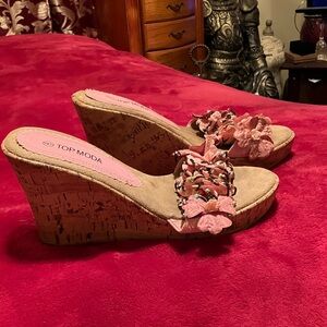 TOP Moda Floral Embellished Mules in Pink
